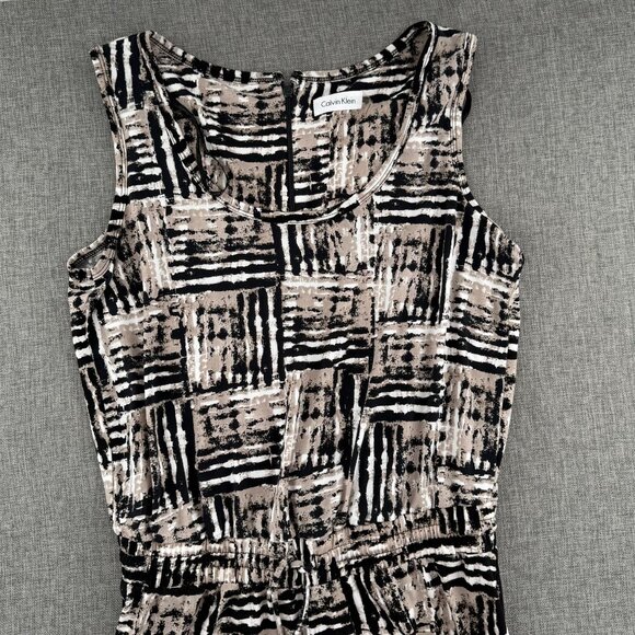 Calvin Klein Jumpsuit Sleeveless Scoop Neck Drawstring Cinched Waisted Size 8 - Picture 3 of 13